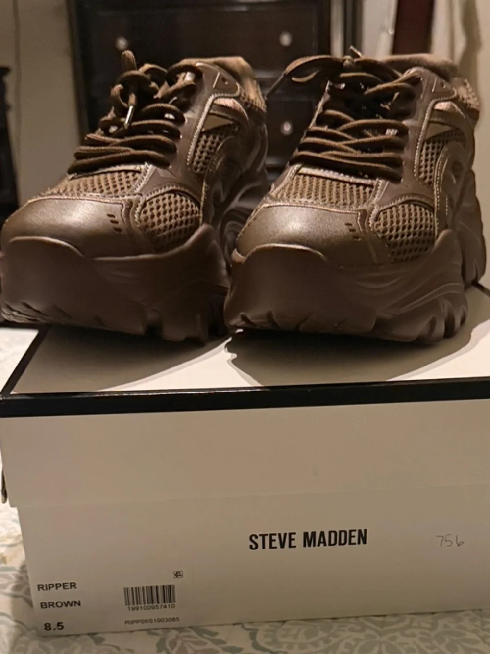Steve Madden Men's Brown Mesh Athletic Sneakers